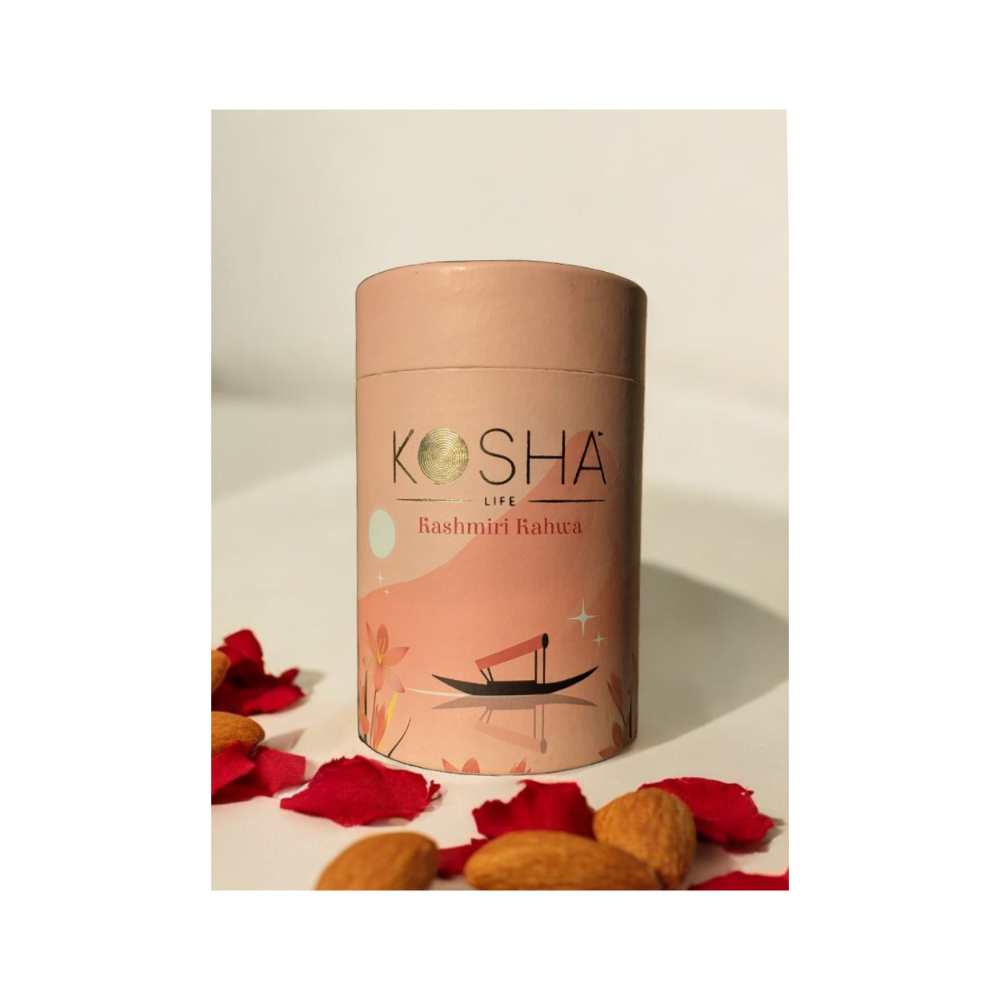 Kosha Life Kashmiri Kahwa Tea | Saffron, Almonds & Spices | Caffeine-Free | Digestion & Stress Relief | 50g