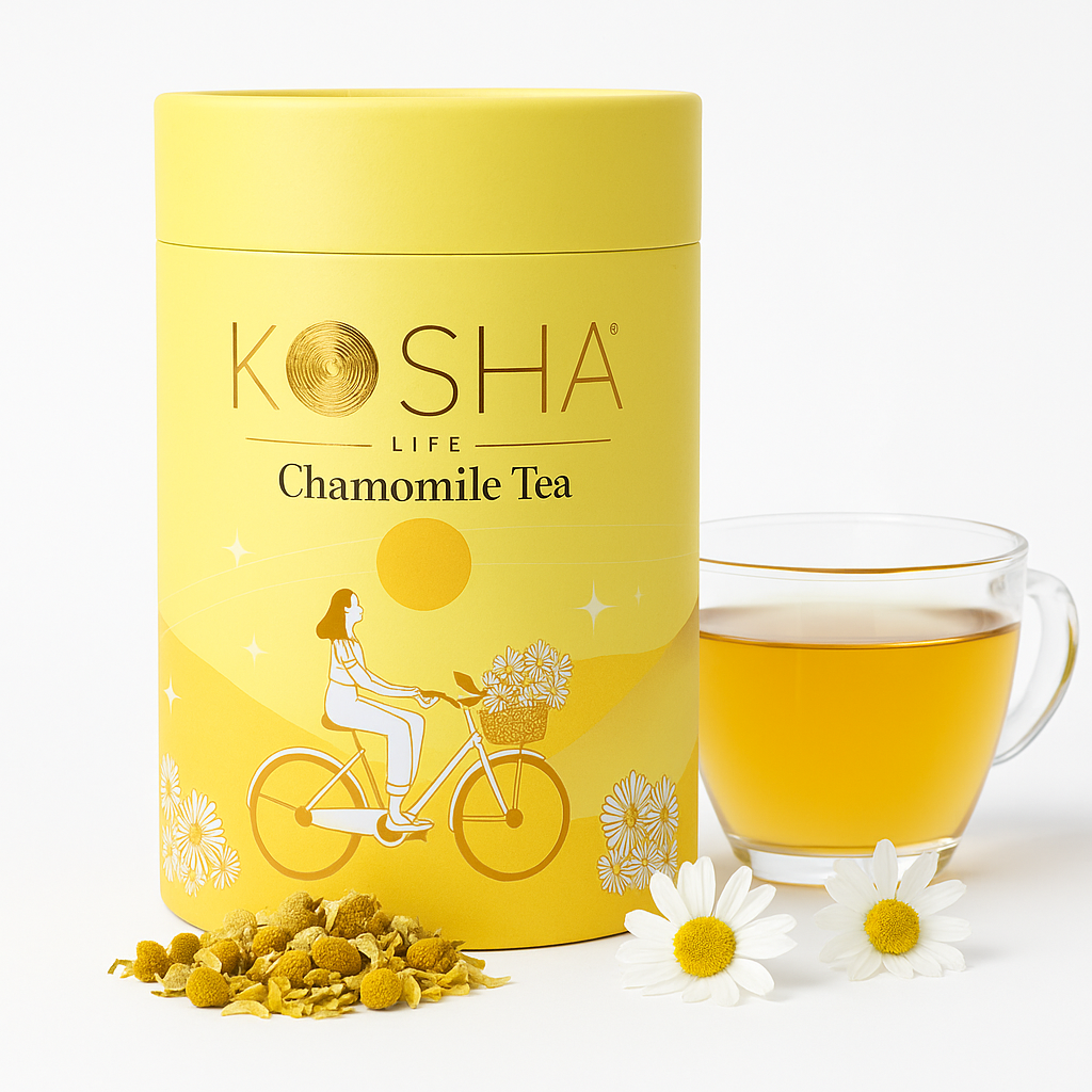 Kosha Life Chamomile Herbal Tea | 100% Pure Loose Leaf | Caffeine-Free Relaxation Blend | Calming Tea for Digestion & Better Sleep | 50g