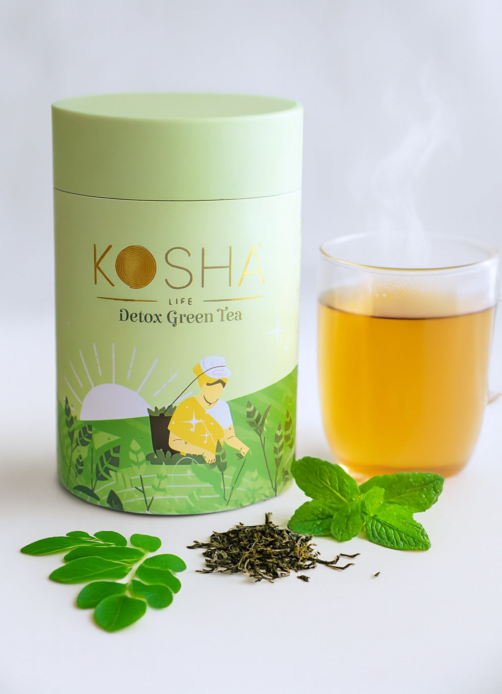 Kosha Life Detox Green Tea | Ayurvedic Herbal Blend with Tulsi, Moringa & Ginger | Caffeine-Free | Supports Digestion, Immunity & Cleanse | 50g